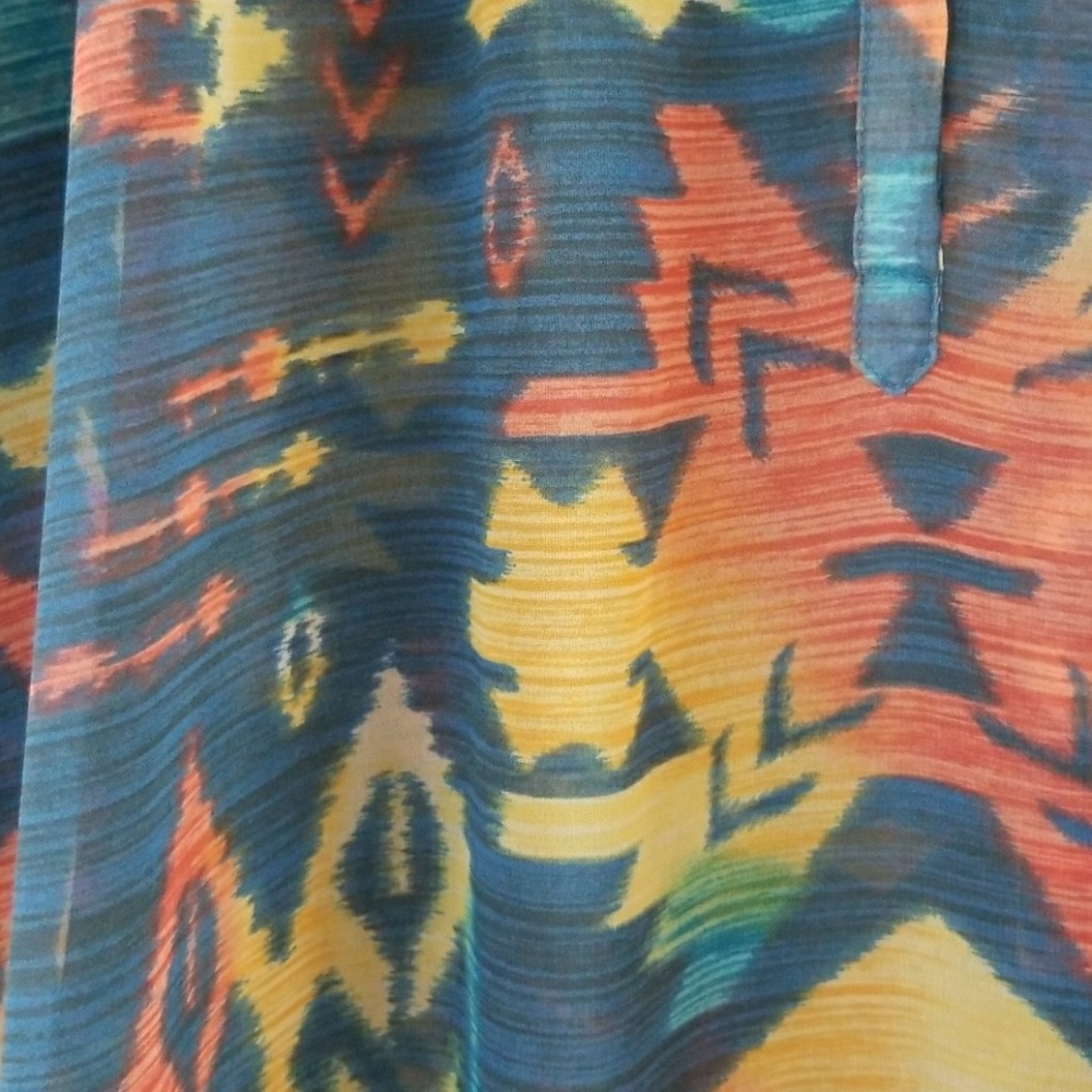 Chico's sz 0 Aztec Southwestern Motif Blouse - Picture 2 of 7